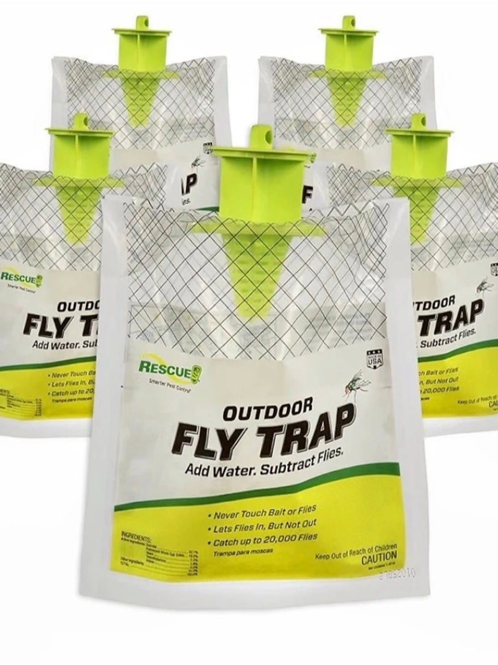 RESCUE! Outdoor Disposable Fly Trap! 5-Pack NWT